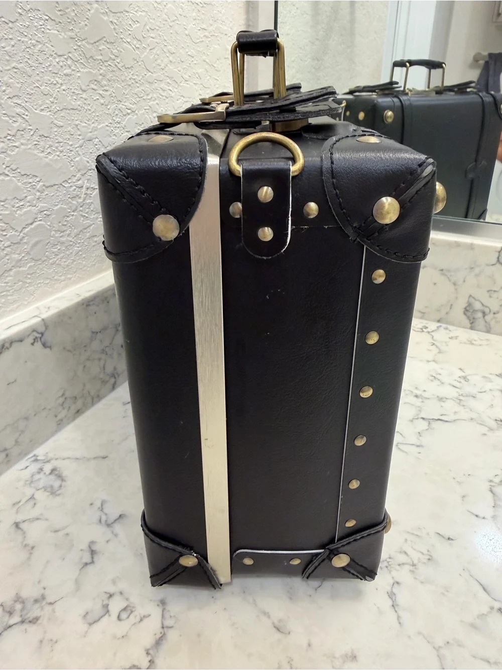 Urecity Vintage 12” Train Case Makeup Travel Trunk Black Carry-On Suitcase